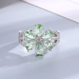 Crystal Flower Ring Green