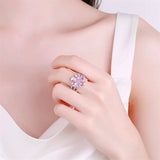 Crystal Flower Ring on Finger
