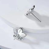 Crystal Flower Stud Earrings Back View