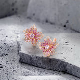 Crystal Lily Earrings Close Up View