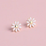 Daisy Enamel Earrings Front View