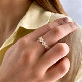 Daisy Flower Band Ring on Finger