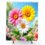 daisy print shower curtain