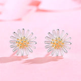 Daisy Stud Earrings Close Up View