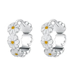 Silver Daisy Hoop Earrings