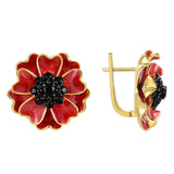 Enamel Poppy Earrings Side View
