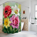 Fabric Flower Shower Curtain