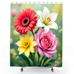 Fabric Flower Shower Curtain