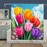 Fabric Flower Shower Curtain Home Decor