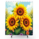 Fabric Sunflower Shower Curtain