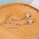 Floral Threader Earrings Silver