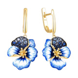 Flower Drop Hoop Earrings