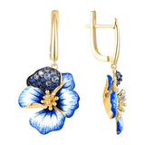 Flower Drop Hoop Earrings Side View