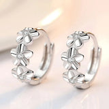 Flower Shaped Hoop Earrings Close-Up View