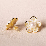 Flower Shaped Pearl Earrings Side View