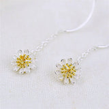 Flower Threader Earrings Close Up View