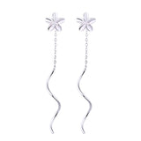 Flower Threader Earrings Silver