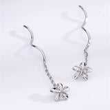 Flower_Threader_Earrings_Silver Close Up View