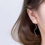 Flower Threader Earrings on Ear