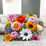 Flowery Fleece Blanket Home Decor