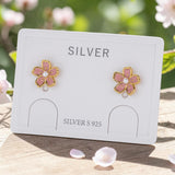 Gold Cherry Blossom Earrings Front View