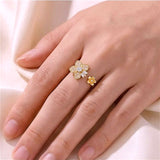 Gold Flower Design Ring with Finger