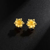 Gold Lily Earrings Close Up View