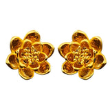 Gold_Lotus_Stud_Earrings_Close Up View