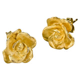 Gold Plated Flower Earrings Close Up View
