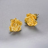 Gold Plated Flower Earrings Side View