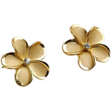Gold Plumeria Earrings Close-Up View
