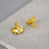 Gold Poppy Earrings Back View