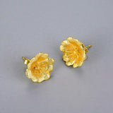 Gold Poppy Earrings Side View
