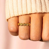 Gold Rose Flower Ring on Finger