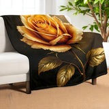 Gold Rose Throw Blanket Home Decor