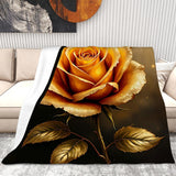 Gold Rose Throw Blanket Living Room