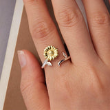 Gold Sunflower Ringon Finger