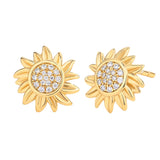 Gold Sunflower Stud Earrings