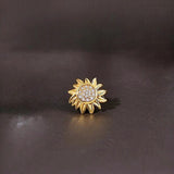 Gold_Sunflower_Stud_Earrings Close Up View