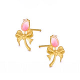 Gold Tulip Earrings Side View