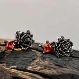 Gothic Rose Earrings Close Up View