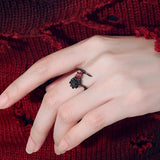 Gothic Rose Ring on Finger