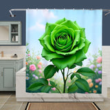 Green Flower Shower Curtain Home Decor