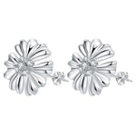 Silver Sunflower Stud Earrings