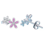 Flower Girl Earrings (Silver, Stud)