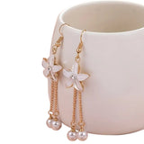 Floral Tassel Earrings (Gold, Drop)