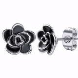 Sterling Silver Rose Stud Earrings Side View