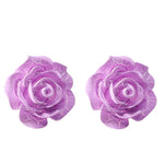 Purple Rose Stud Earrings