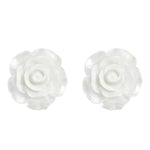 White Rose Stud Earrings