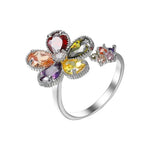 Sterling Silver Gemstone Flower Ring